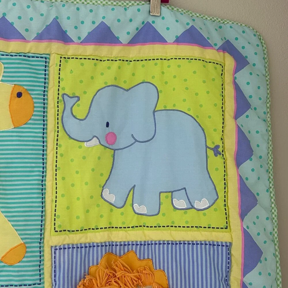Small Wonders Quilt with Skirt Safari Zoo Animals Crib Baby Blanket 42x30 Inch